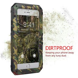 Beasyjoy iPhone SE 2022/2020 iPhone 7 iPhone 8 Case Waterproof, Metal Heavy Duty Case with Screen Protector, Full Body Protective Military Grade Shockproof Dropproof Tough Case, Camo