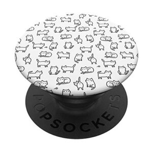 funny cat outline design popsockets popgrip: swappable grip for phones & tablets