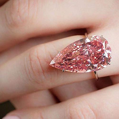 Opal Jewelry Womens Fashion Rose Gold Pear Cut Ring Eternity Pink Sapphire Waterdrop Jewelry (7)