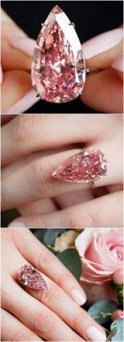 Opal Jewelry Womens Fashion Rose Gold Pear Cut Ring Eternity Pink Sapphire Waterdrop Jewelry (7)