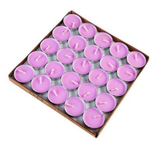 yedan tea lights candles, 50 pack colorful tealights paraffin pressed wax about 2 hours burn time for travel, centerpiece, decorative, gifts, happy birthday, new year (pink)
