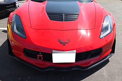 iJDMTOY Red Track Racing Style Front Bumper Tow Hook Ring Compatible With 2014-2019 Chevrolet Corvette Z06 ZR1 Z51, Made of Light Weight CNC Aluminum