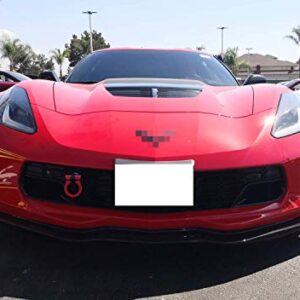 iJDMTOY Red Track Racing Style Front Bumper Tow Hook Ring Compatible With 2014-2019 Chevrolet Corvette Z06 ZR1 Z51, Made of Light Weight CNC Aluminum