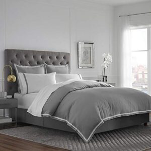 Martex 2000 Series Ultra-Soft Microbrushed Duvet Cover Set, King, Gray/White