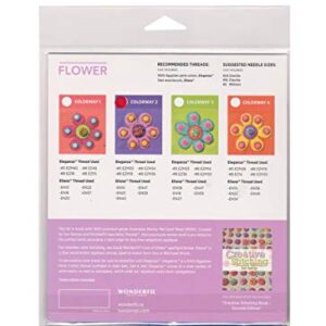 Wonderfil Sue Spargo Pre-Cut Wool Applique Pack, Flower - Colorway 2 (Larkspur Background)