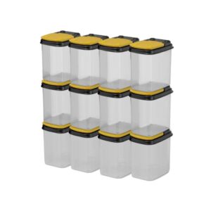 buddeez bits and bolts storage containers, 12 pack, yellow