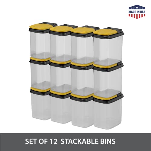 Buddeez Bits and Bolts Storage Containers, 12 Pack, Yellow