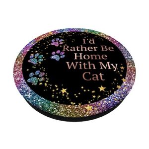 Cat Paw Print Funny Sayings Kitten Themed Quote Rainbow PopSockets Swappable PopGrip