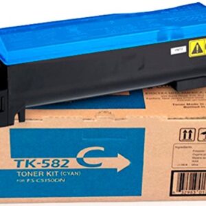 Kyocera 1T02KTCUS0 Model TK-582C Cyan Toner Kit for FS-C5150DN/P6021CDN; Genuine Kyocera; Up to 2800 Pages Yield, Includes Waste Toner Container