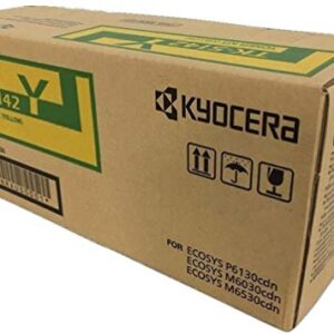 Kyocera 1T02NRAUS0 Model TK-5142Y Yellow Toner Cartridge For use with Kyocera ECOSYS P6130cdn, M6030cdn and M6530cdn Laser Printers; Up to 5000 Pages Yield at 5% Average Coverage