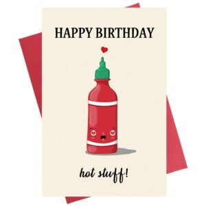 happy birthday hot stuff birthday card | funny birthday card for boyfriend husband | bday greeting card for him her