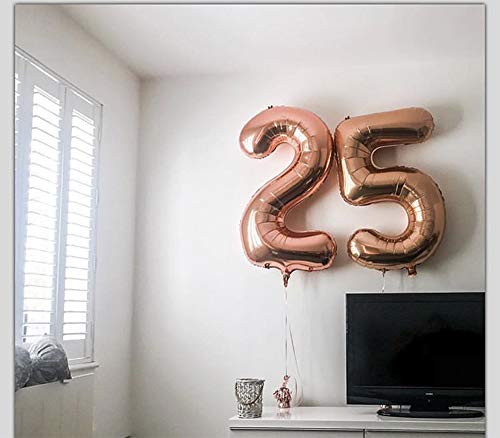 Tellpet Rose Gold Number 25 Balloon, 40 Inch