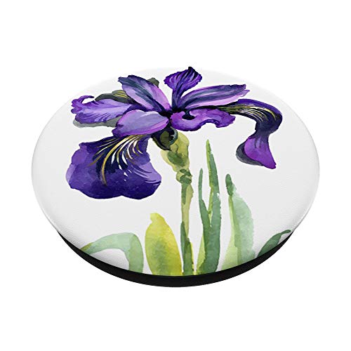 Beautiful Purple Iris Flower Drawn Paints PopSockets PopGrip: Swappable Grip for Phones & Tablets