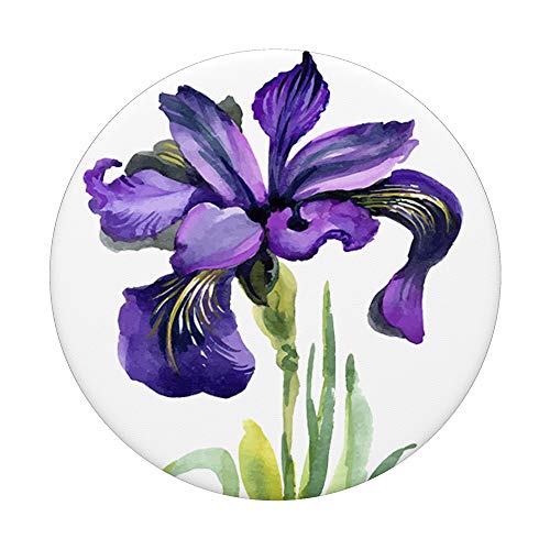 Beautiful Purple Iris Flower Drawn Paints PopSockets PopGrip: Swappable Grip for Phones & Tablets