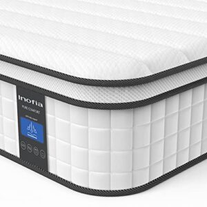 inofia twin mattress 10 inch, medium firm twin mattress in a box, hybrid mattress twin size with responsive memory foam, sleep cooler with more pressure relief & support