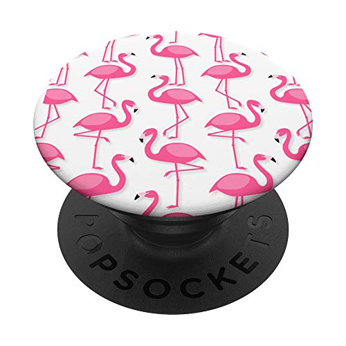 Pink Flamingo Flamenco Party White Background PopSockets Swappable PopGrip