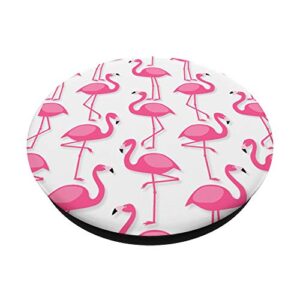 Pink Flamingo Flamenco Party White Background PopSockets Swappable PopGrip