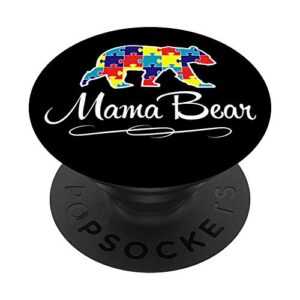 autism awareness puzzle mama bear popsockets popgrip: swappable grip for phones & tablets