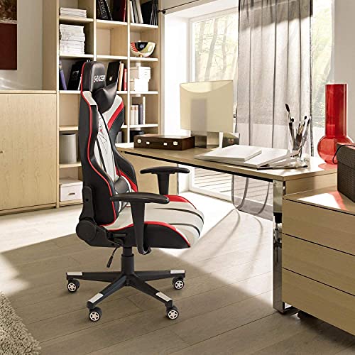 Homall Gaming Racing Office High Back PU Leather Chair Computer Desk / Video Game Chair Ergonomic Swivel Chair with Headrest and Lumbar Support (Black&White)