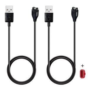 kissmart charger for garmin vivoactive 3, replacement charging cable cord plus a red silicone charger port protector anti dust plug for garmin vivoactive 3 smartwatch [2pack, 3.3ft/1m]