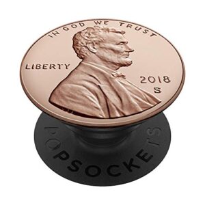 lincoln penny one cent coin copper usa popsockets popgrip: swappable grip for phones & tablets