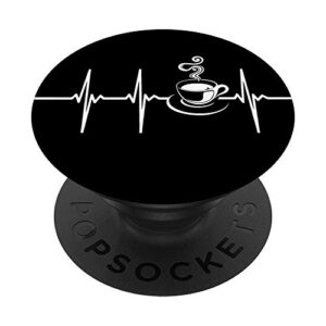 coffee lover cup of coffee heartbeat ekg popsockets popgrip: swappable grip for phones & tablets