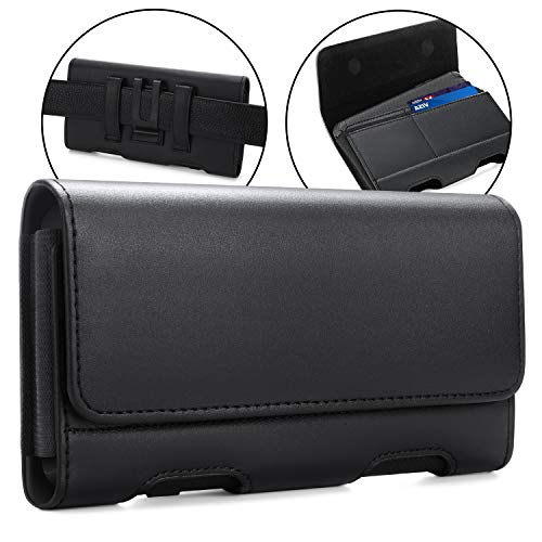 BECPLT for iPhone 13 Mini SE 2022 Holster Case, iPhone 12 Mini Belt Clip Case,Leather Holster Pouch Loops Carrying Case with ID Card Holder for Apple iPhone 8 7 6s 6 Galaxy S10e (Fit w/Thin Case on)