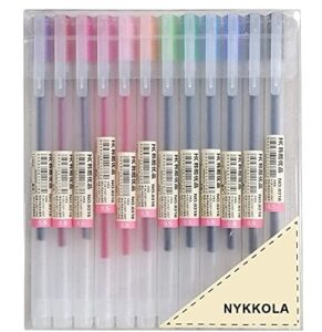 nykkola premium gel ink pen 12 packs fine point pens ballpoint pen for japanese office school stationery supply 0.5mm fine tip