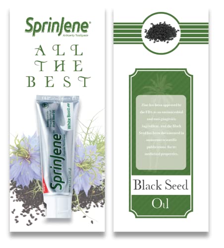 SprinJene Natural Teeth Whitening Toothpaste with Fluoride, SLS Free with Black Seed Oil & Zinc for Cavity Protection Dry Mouth, Fresh Breath Cruelty-Free, Gluten Free 2 Pack (White Boost)