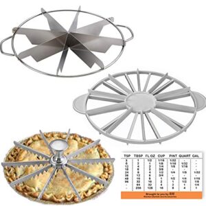 Round Cake Slice & Pie Slicer Marker Set, Winco Stainless Steel Pie Cutter 8 Cut + Plastic Double Sided Cake Marker 10-12 Slice + 10 Cut Aluminum Pie Slicers Marker Bundle