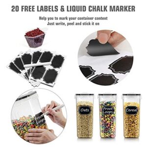 Wildone Food Storage Containers, Airtight Cereal Storage Containers for Sugar, Flour, Snack, Baking Supplies, Leak-proof with Black Locking Lids - Set of 4 (4L /135.3oz)