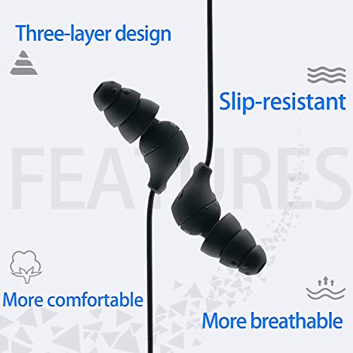 EKIND Triple Flange Replacement Ear Tips, S/M/L Size Triple 3 Flange Noise Isolate Silicone Cushion Ear Bud Tips (Inner Hole 4mm), Fit for Most in Ear Earphone (Black, 6 Pairs)