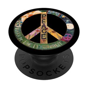 psychedelic peace sign symbols tie dye groovy hippie art p07 popsockets popgrip: swappable grip for phones & tablets