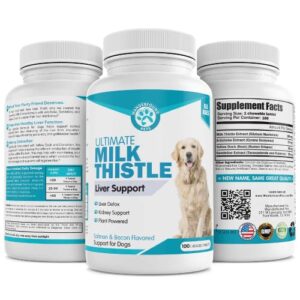 Wanderfound Pets Milk Thistle for Dogs – Tasty Salmon & Bacon Flavored Natural Liver Support for Pets – Kidney Cleanse Detox & Repair Formula Manufactured in The USA – 100 Chewable Tablets