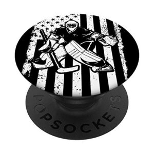 hockey goalie goaltender usa flag birthday christmas gift popsockets popgrip: swappable grip for phones & tablets