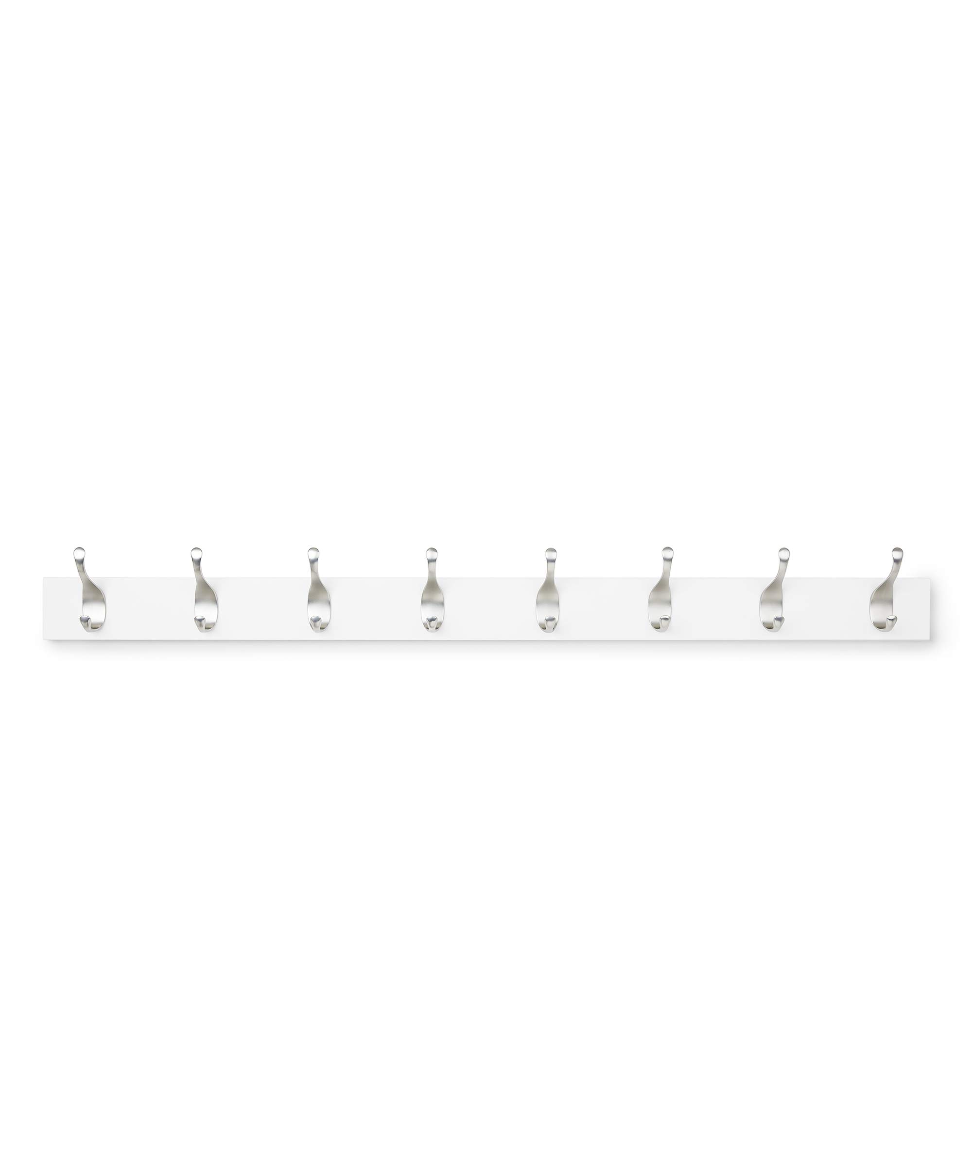 Amazon Basics Wall Mounted Modern Coat Rack, 8 Hooks, White