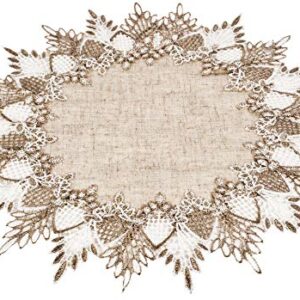 Lace Doily Neutral Earth Tones Table Topper Scarf Place Mat Round Doily (15 inch Round)