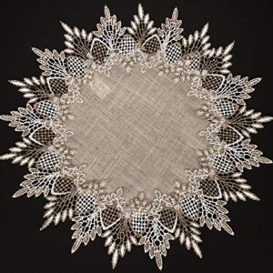 Lace Doily Neutral Earth Tones Table Topper Scarf Place Mat Round Doily (15 inch Round)