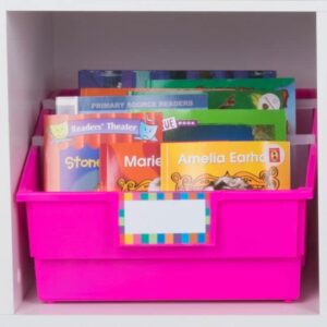 Really Good Stuff 4-Pack Single-Color Picture Book Classroom Library Bins with Dividers