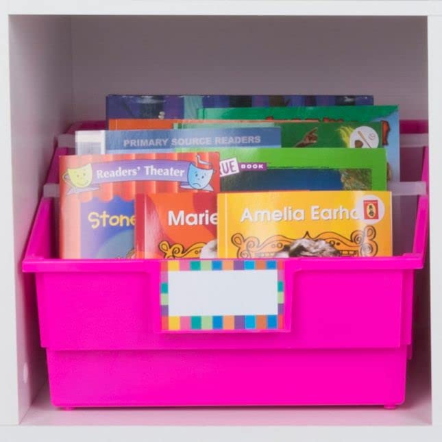 Really Good Stuff 4-Pack Single-Color Picture Book Classroom Library Bins with Dividers