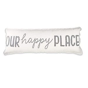 mud pie our happy long pillow, 1 count (pack of 1), white
