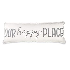 Mud Pie Our Happy Long Pillow, 1 Count (Pack of 1), White