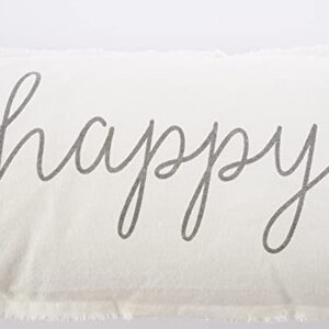 Mud Pie Our Happy Long Pillow, 1 Count (Pack of 1), White