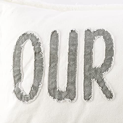 Mud Pie Our Happy Long Pillow, 1 Count (Pack of 1), White