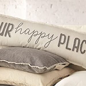 Mud Pie Our Happy Long Pillow, 1 Count (Pack of 1), White