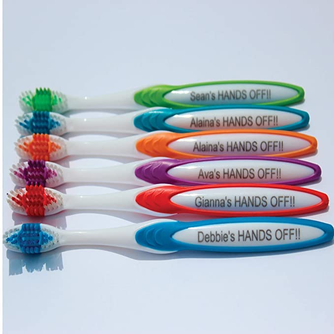 Personalized Gift Personalized TOOTHBRUSHES 6 Pack Manual Toothbrush Adults 4 Color Variety Pack Any Name/Message Engraved