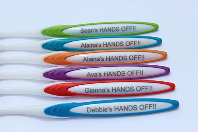 Personalized Gift Personalized TOOTHBRUSHES 6 Pack Manual Toothbrush Adults 4 Color Variety Pack Any Name/Message Engraved