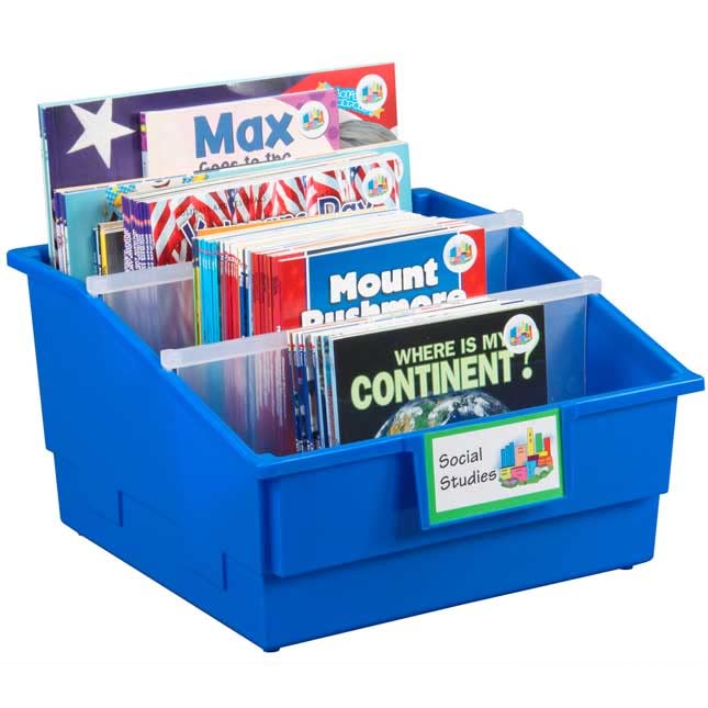 Really Good Stuff 4-Pack Single-Color Picture Book Classroom Library Bins with Dividers