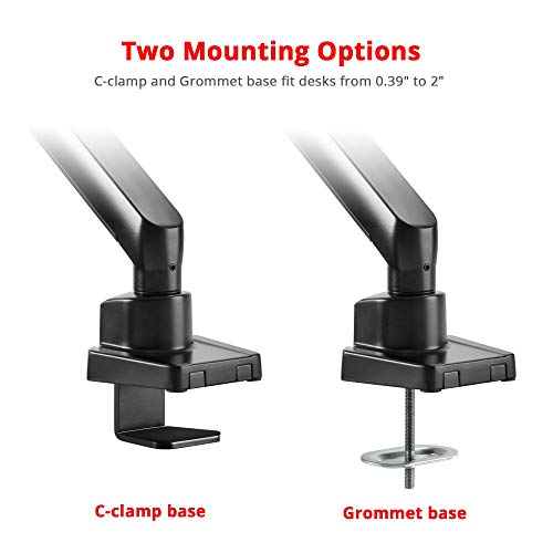 SIIG Aluminum Mechanical Single Monitor Arm Mount - Height Adjustable Desk Mount for 17in to 32in Screens - 17.6lbs Max VESA 75x75mm 100x100mm, Black