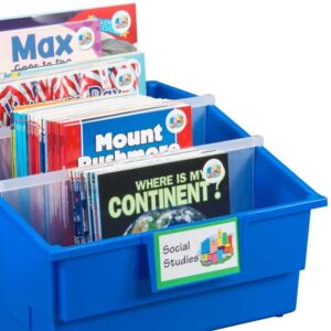 Really Good Stuff 4-Pack Single-Color Picture Book Classroom Library Bins with Dividers